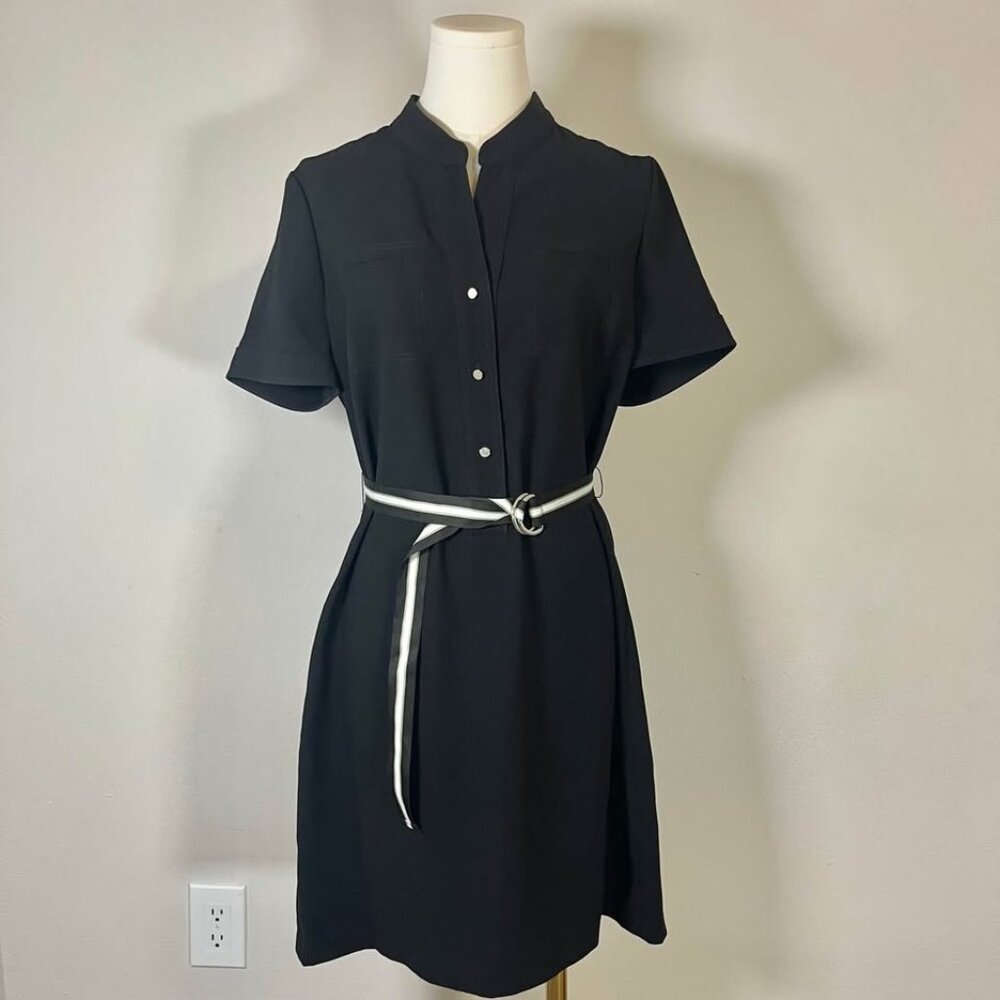 Claudie Pierlot black dress with removable satin belt - size Medium